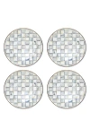 Mackenzie-childs Mackenzie Childs Sterling Check Set Of 4 Enameled Steel Charger Plates