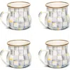 Mackenzie-childs Mackenzie Childs Sterling Check Set Of 4 Enameled Steel Mugs In Blue