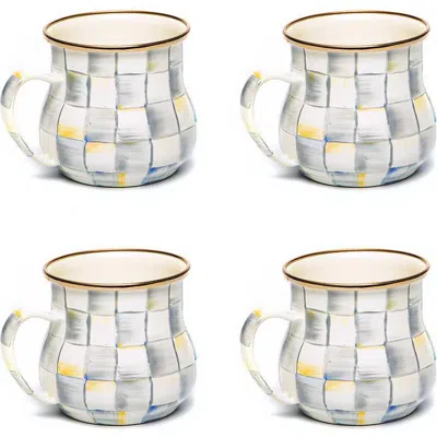 Mackenzie-childs Mackenzie Childs Sterling Check Set Of 4 Enameled Steel Mugs In Blue