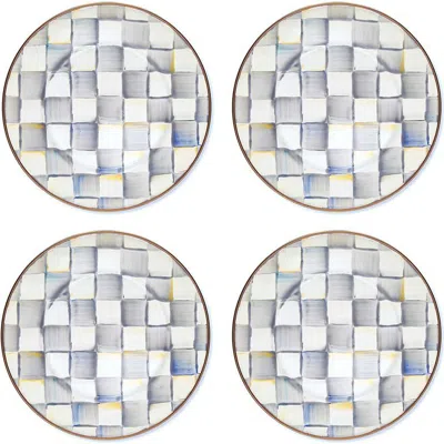 Mackenzie-childs Mackenzie Childs Sterling Check® Set Of 4 Salad Plates In Gray