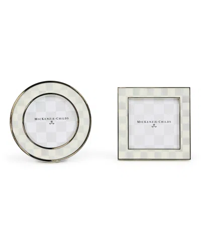 Mackenzie-childs Sterling Check Silver Plated Frames, Set Of 2 In Multi