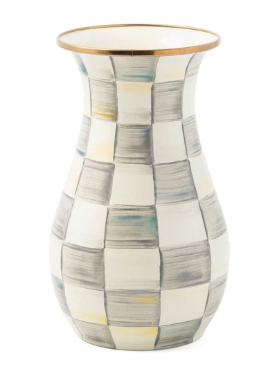 Mackenzie-childs Sterling Check Tall Vase In Neutral