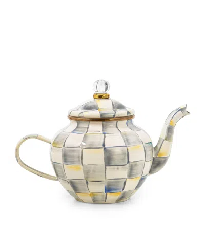 Mackenzie-childs Sterling Check Teapot In Gray