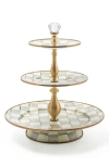Mackenzie-childs Mackenzie Childs Sterling Check Three Tier Sweet Stand In Green