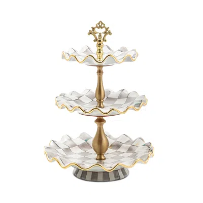 Mackenzie-childs Sterling Check Three-tier Sweet Stand In Multi