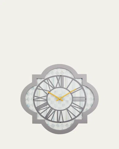 Mackenzie-childs Sterling Check Tile Wall Clock In Gray