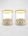 Mackenzie-childs Mackenzie Childs Sterling Check Set Of 2 Tumbler Glasses