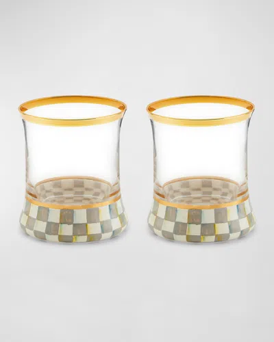 MACKENZIE-CHILDS STERLING CHECK TUMBLER GLASS, SET OF 2