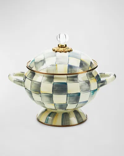 Mackenzie-childs Sterling Check Tureen In Blue