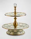 Mackenzie-childs Mackenzie Childs Sterling Check Three Tier Sweet Stand