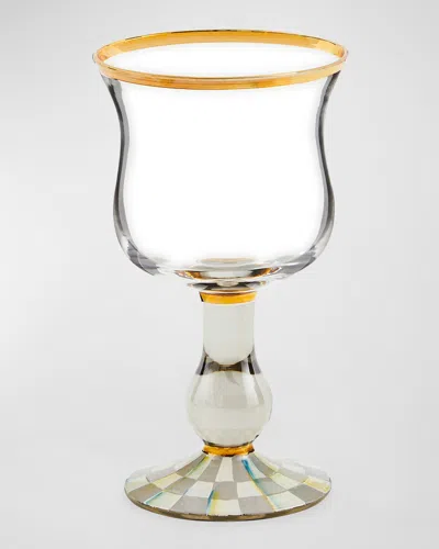 Mackenzie-childs Sterling Check Wine Glass In Transparent