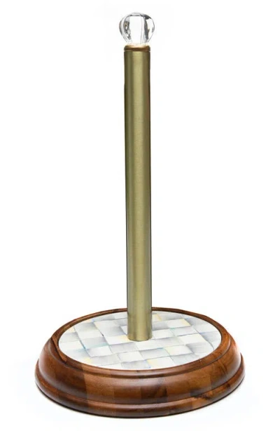 Mackenzie-childs Mackenzie Childs Sterling Check Wood Paper Towel Holder In Brown