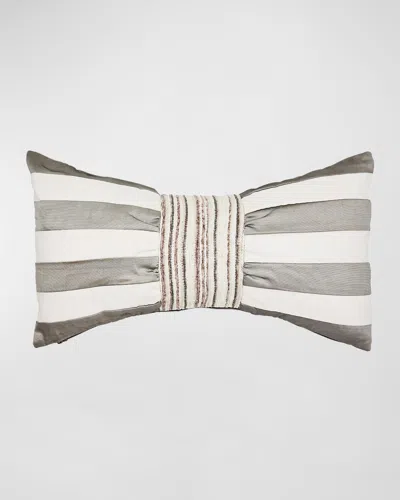 Mackenzie-childs Sterling Stripe Bow Throw Pillow, 11" X 20"