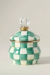 Mackenzie-childs Emerald Check Lidded Sugar Bowl In Green