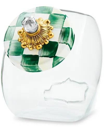 Mackenzie-childs Cookie Jar With Emerald Check Lid