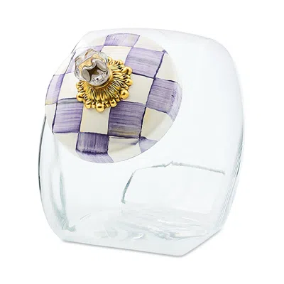 Mackenzie-childs Sweets Jar With Violet Check Lid In Multi