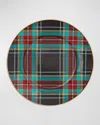 Mackenzie-childs Tartan Black Salad And Dessert Plate