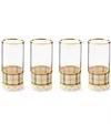 Mackenzie-childs Tartan Mocha Highball Glass, Set Of 4 In Multi