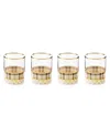 Mackenzie-childs Tartan Mocha Tumbler Glass, Set Of 4 In Multi