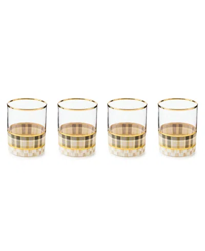 Mackenzie-childs Tartan Mocha Tumbler Glass, Set Of 4 In Multi