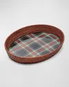 Mackenzie-childs Tartan Large Black Rattan Serving Tray