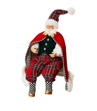 Mackenzie-childs Tartan Santa Ornament In Red