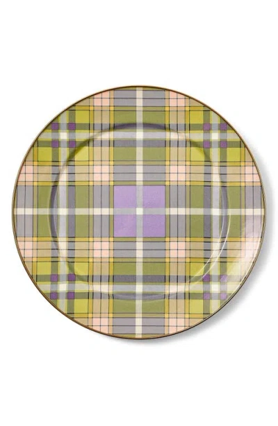 Mackenzie-childs Mackenzie Childs Tartan Violet Enameled Steel Charger Plate In Multi