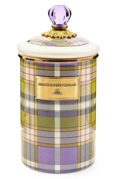 Mackenzie-childs Mackenzie Childs Tartan Violet Enameled Steel Large Canister In Multi