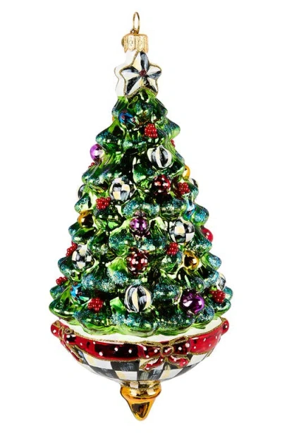 Mackenzie-childs Mackenzie Childs Tree Spinning Top Glass Ornament In Green