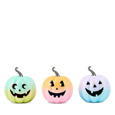 Mackenzie-childs Trick Or Treat Illuminated Jack O' Lanterns, Set Of 3 In Multi
