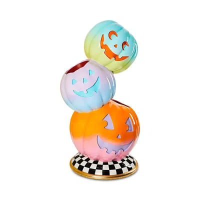 Mackenzie-childs Trick Or Treat Stacked Pumpkin Planters In Multi