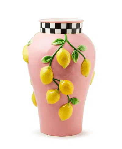 Mackenzie-childs Tutti Frutti Lemon Vase In Pink
