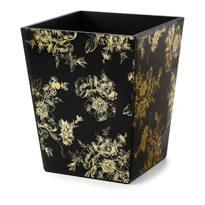 Mackenzie-childs Twilight Toile Waste Bin In Black