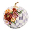 Mackenzie-childs Violet Check Cascade Floral Pumpkin In Multi