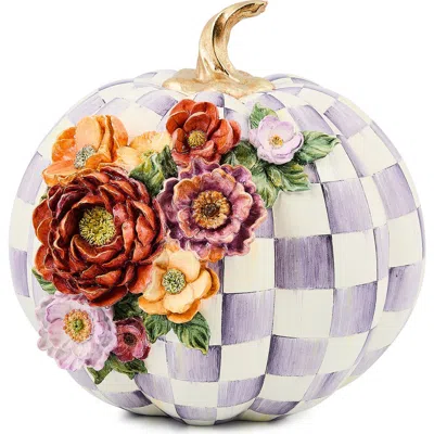 Mackenzie-childs Mackenzie Childs Violet Check Cascade Floral Pumpkin In Purple