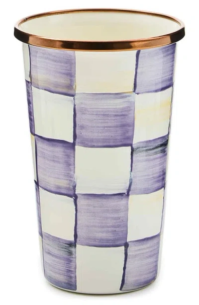 Mackenzie-childs Mackenzie Childs Violet Check Enameled Steel 10-ounce Tumbler In Purple