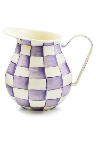 Mackenzie-childs Mackenzie Childs Violet Check Enameled Steel 3-quart Pitcher In Purple
