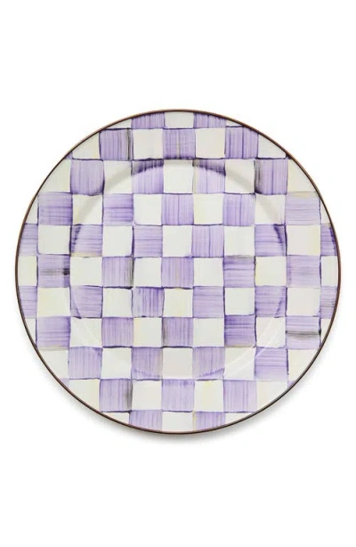 Mackenzie-childs Mackenzie Childs Violet Check Enameled Steel Charger Plate In Animal Print