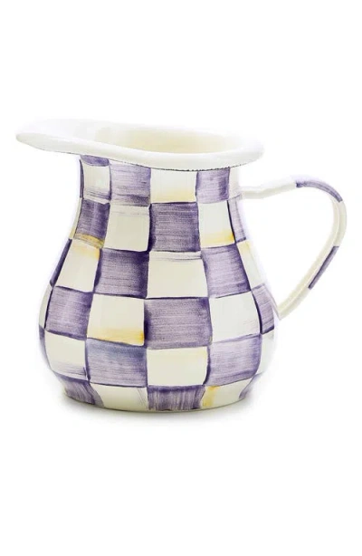 Mackenzie-childs Mackenzie Childs Violet Check Enameled Steel Creamer Jug In Multi