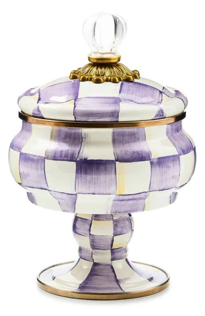 Mackenzie-childs Mackenzie Childs Violet Check Enameled Steel Curiosity Pot In Purple