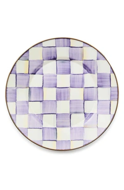 Mackenzie-childs Mackenzie Childs Violet Check Enameled Steel Dinner Plate In Purple