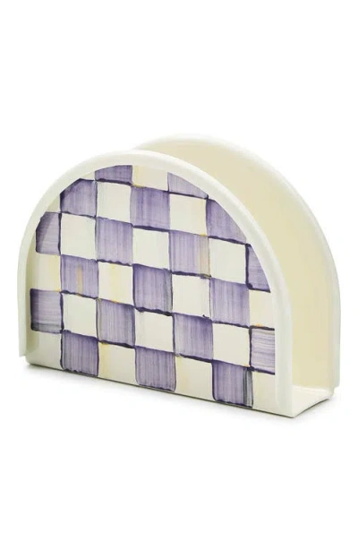 Mackenzie-childs Mackenzie Childs Violet Check Enameled Steel Napkin Holder In Purple