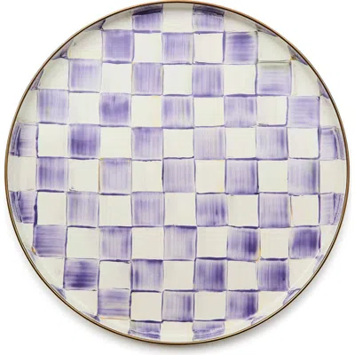 Mackenzie-childs Mackenzie Childs Violet Check Enameled Steel Round Tray In Multi