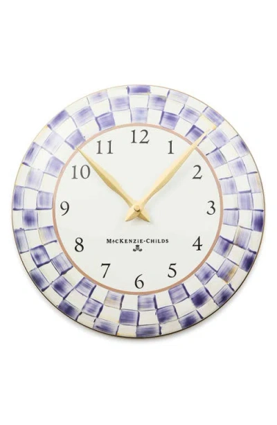 Mackenzie-childs Mackenzie Childs Violet Check Enameled Steel Wall Clock In Blue