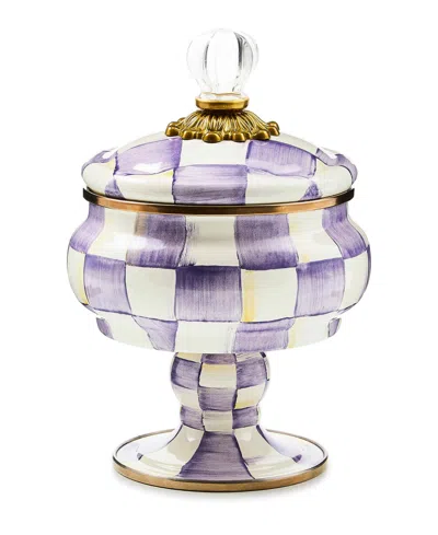 Mackenzie-childs Violet Check Handmade Curiosity Pot In Purple