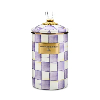 Mackenzie-childs Violet Check Large Canister In Purple