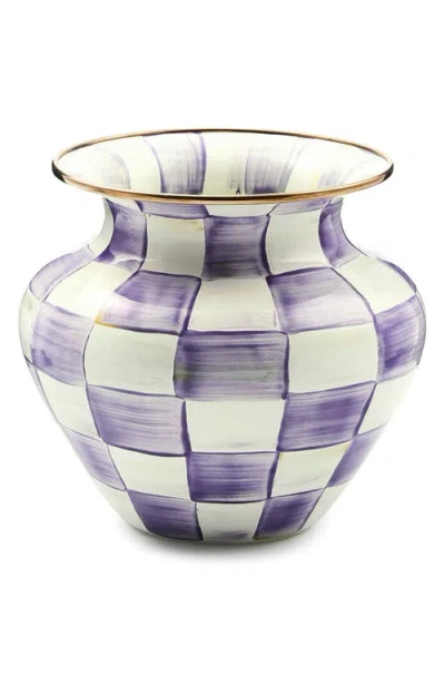Mackenzie-childs Mackenzie Childs Violet Check Large Enameled Steel Vase In Purple