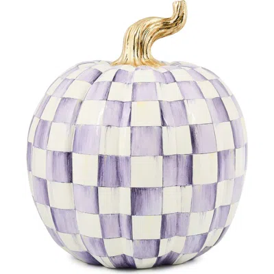 Mackenzie-childs Mackenzie Childs Violet Check Large Pumpkin Decoration In Purple