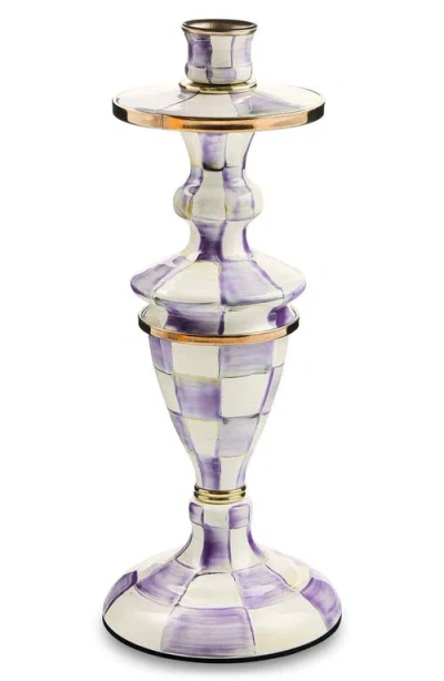 Mackenzie-childs Mackenzie Childs Violet Check Medium Candlestick Holder In Purple
