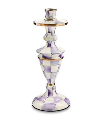 Mackenzie-childs Violet Check Medium Candlestick In Purple